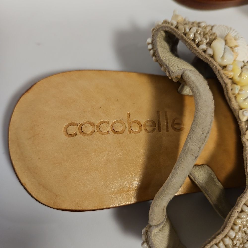 Rare Cocobelle Italian Leather Sandals Embellished with shells sz 6.5 - Picture 3 of 11